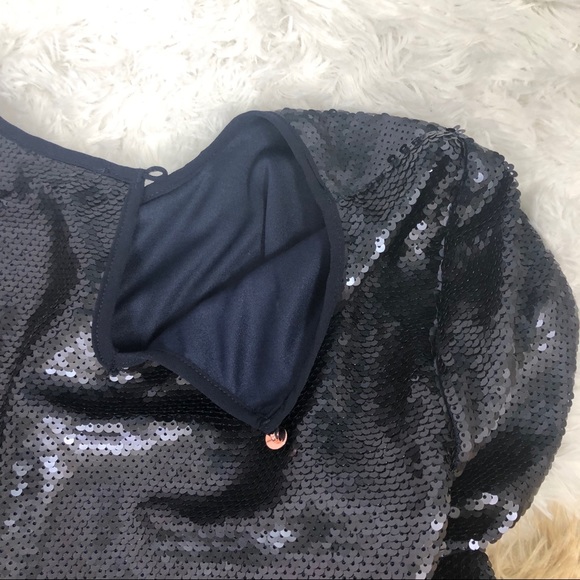 NWT COPPER KEY navy blue sequin dress short sleeve - Picture 6 of 8